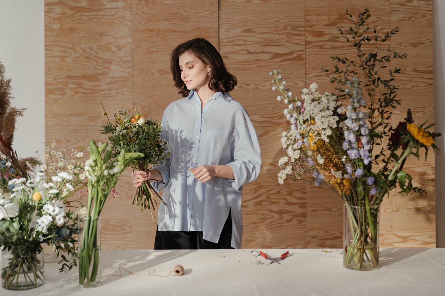 A florist arranging flowers